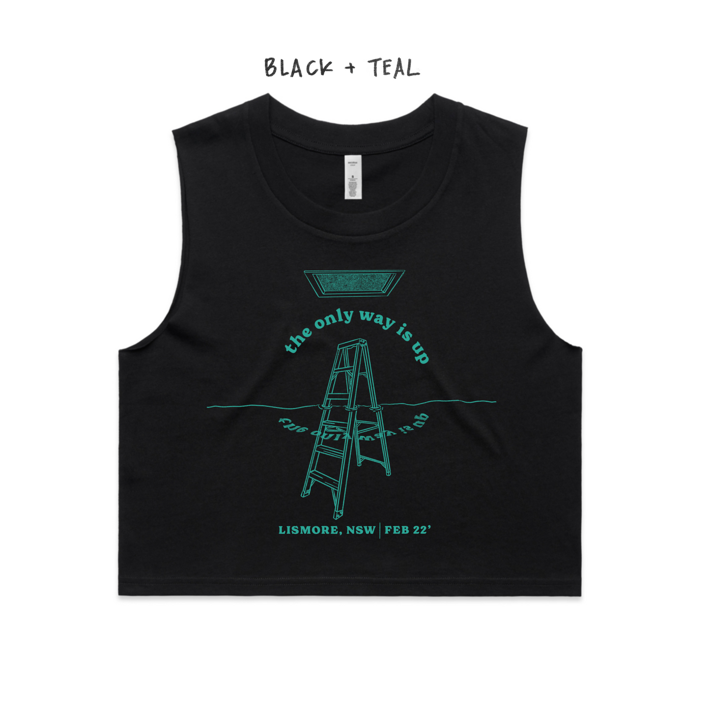 'The Only Way Is Up' Tank | Black & Teal