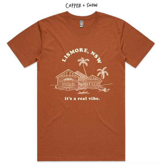 'it's a real vibe' Lismore Tees look o